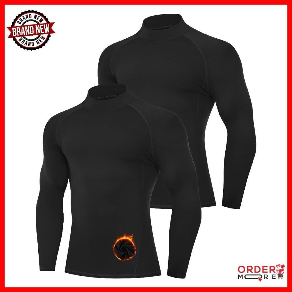 Men's Thermal Compression Mock Turtleneck Base Layer Fleece Lined